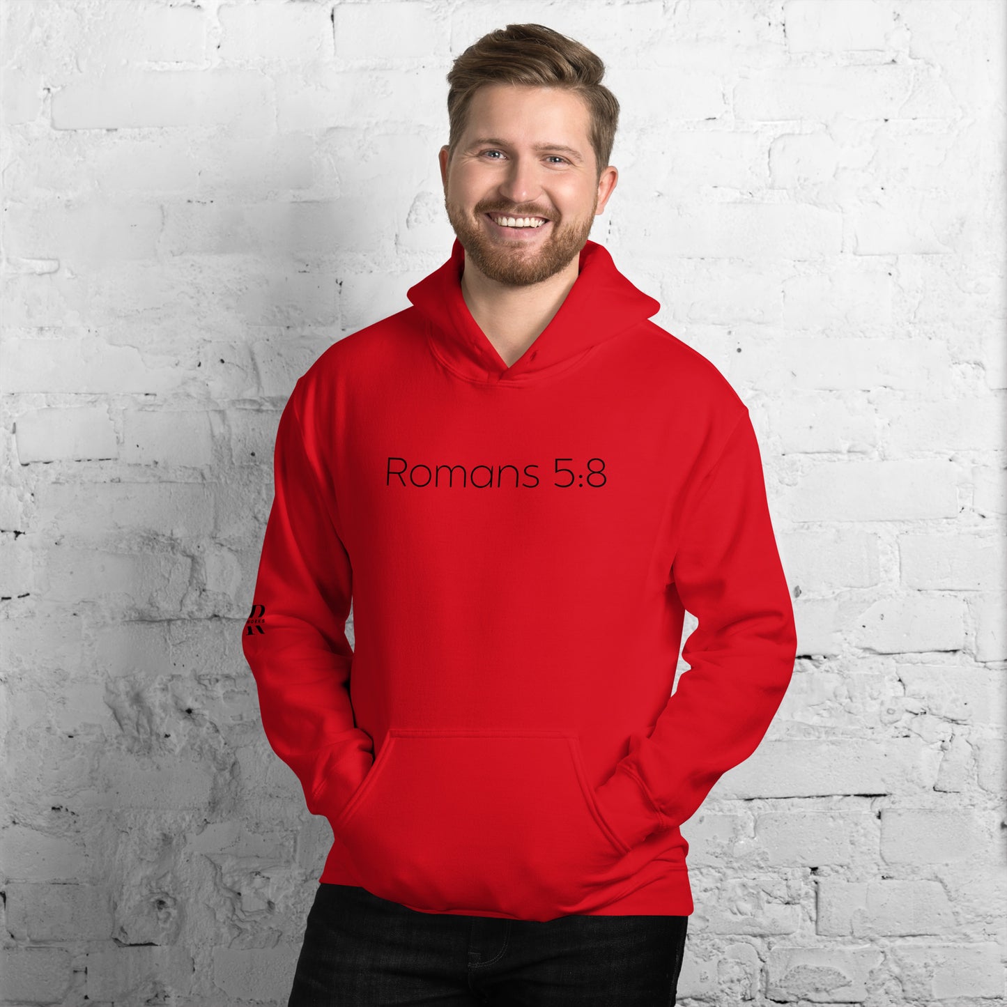 Romans 5:8 (He Still Loves You) Unisex Hoodie W/Black Print