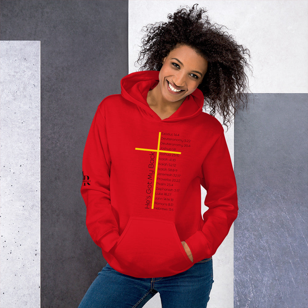 He's Got My Back Unisex Hoodie W/Black Print