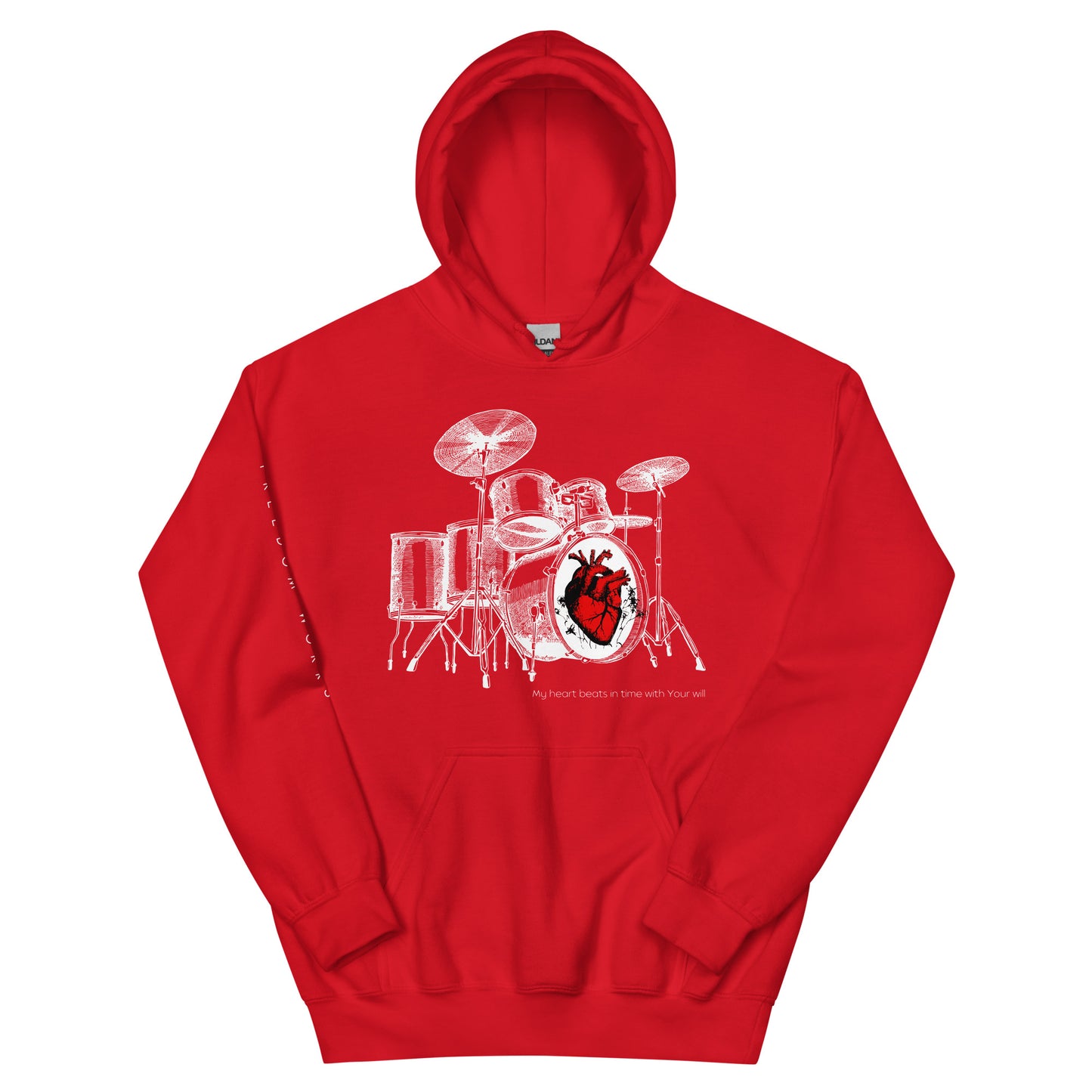 Heart Beats In Time Unisex Hoodie W/White Print