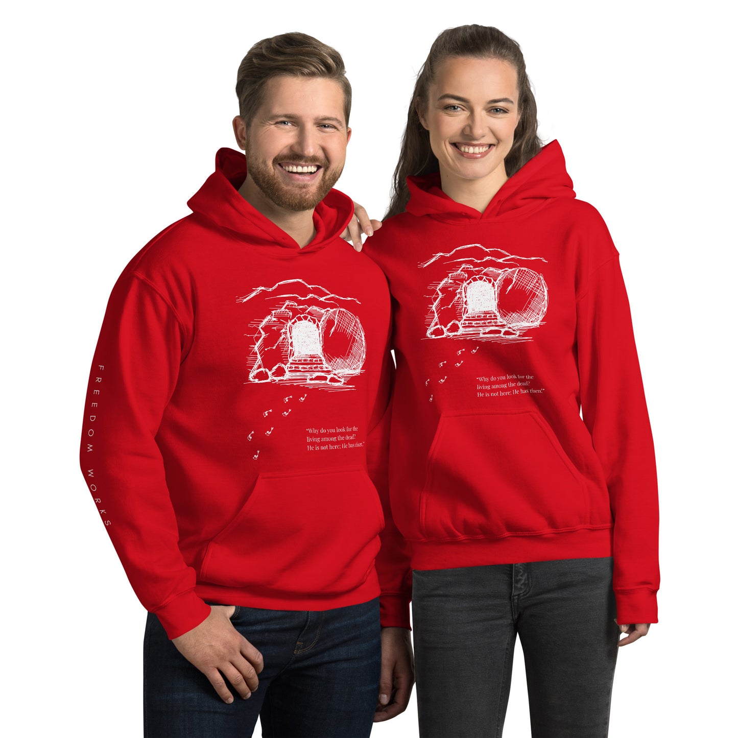 He Is Risen Unisex Hoodie W/White Print