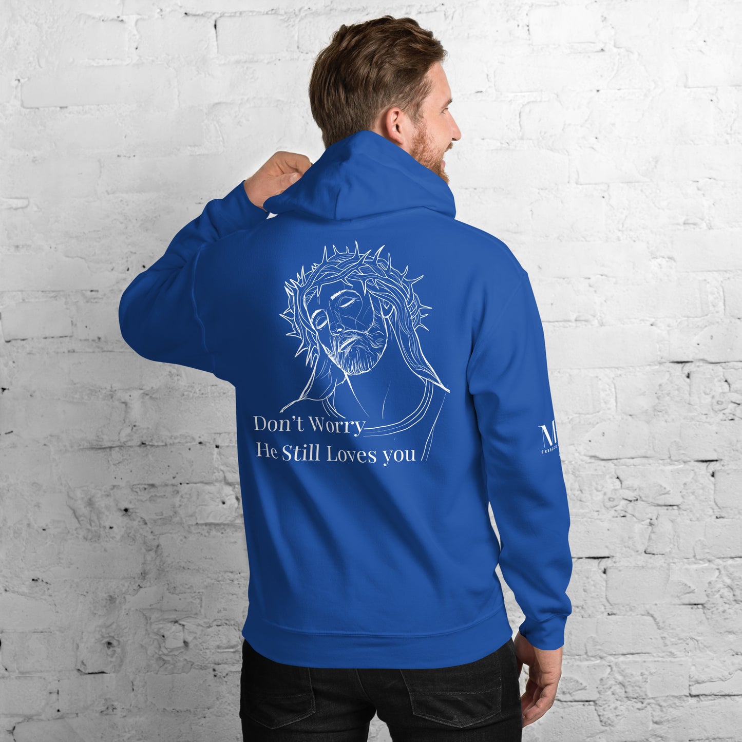 Romans 5:8 (He Still Loves You) Unisex Hoodie W/ White Print