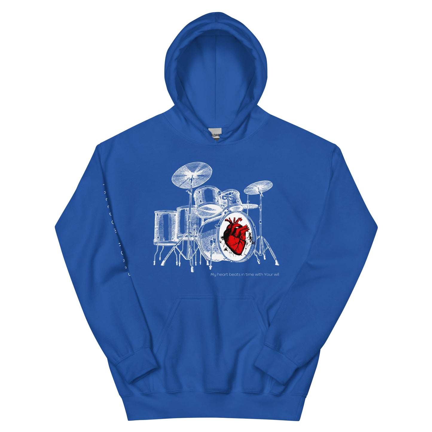 Heart Beats In Time Unisex Hoodie W/White Print