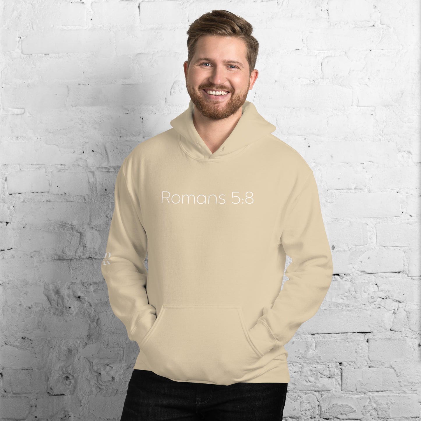 Romans 5:8 (He Still Loves You) Unisex Hoodie W/ White Print