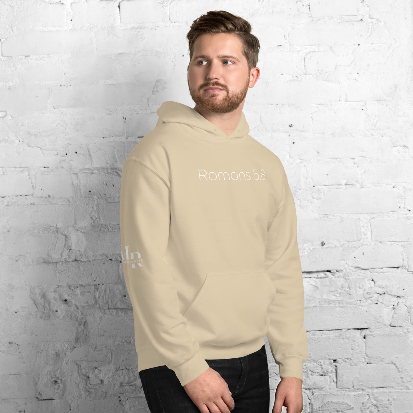 Romans 5:8 (He Still Loves You) Unisex Hoodie W/ White Print