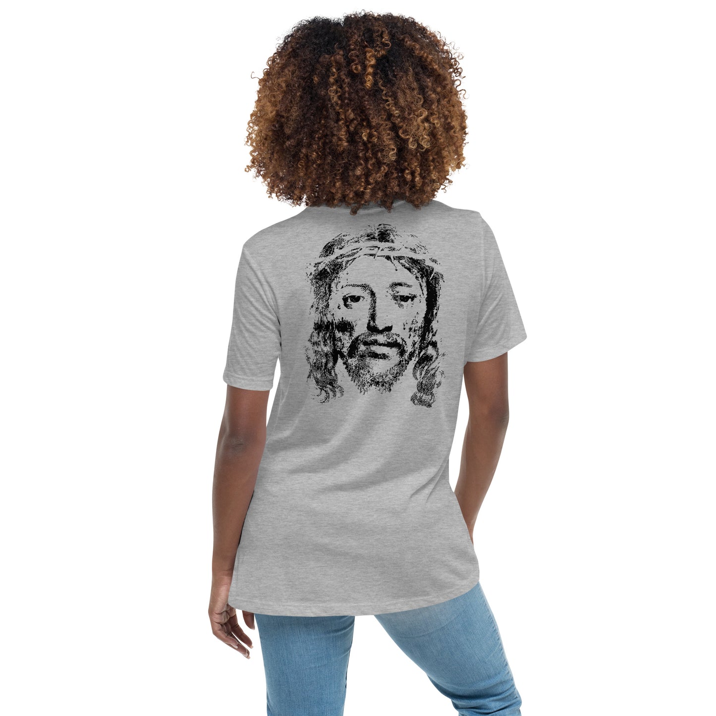 He's Got My Back Women's Relaxed T-Shirt W/Black Print