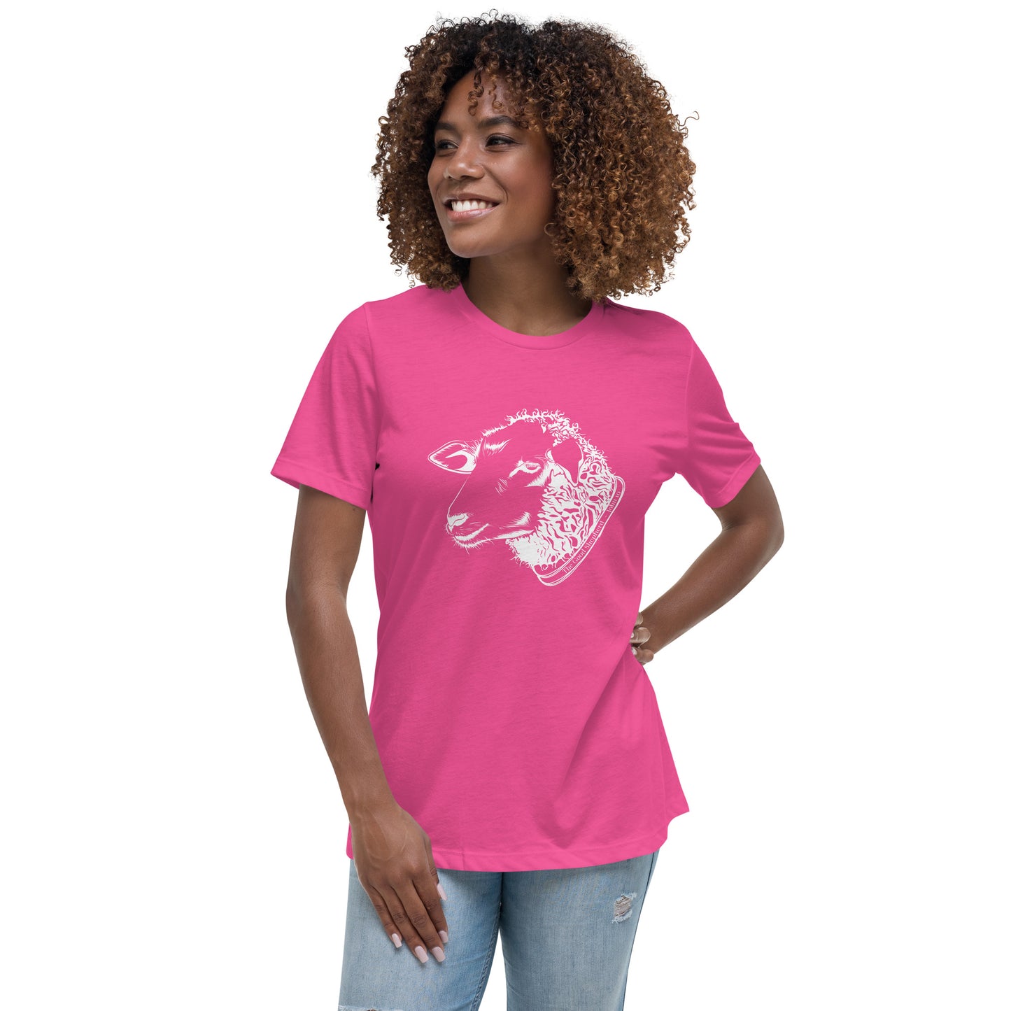 The Good Shepherd Women's Relaxed T-Shirt W/White Print