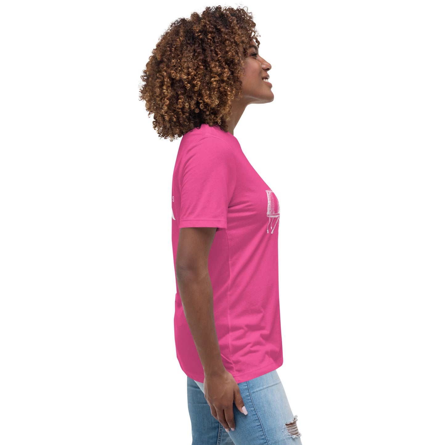 Heart Beats In Time Women's Relaxed T-Shirt W/White Print