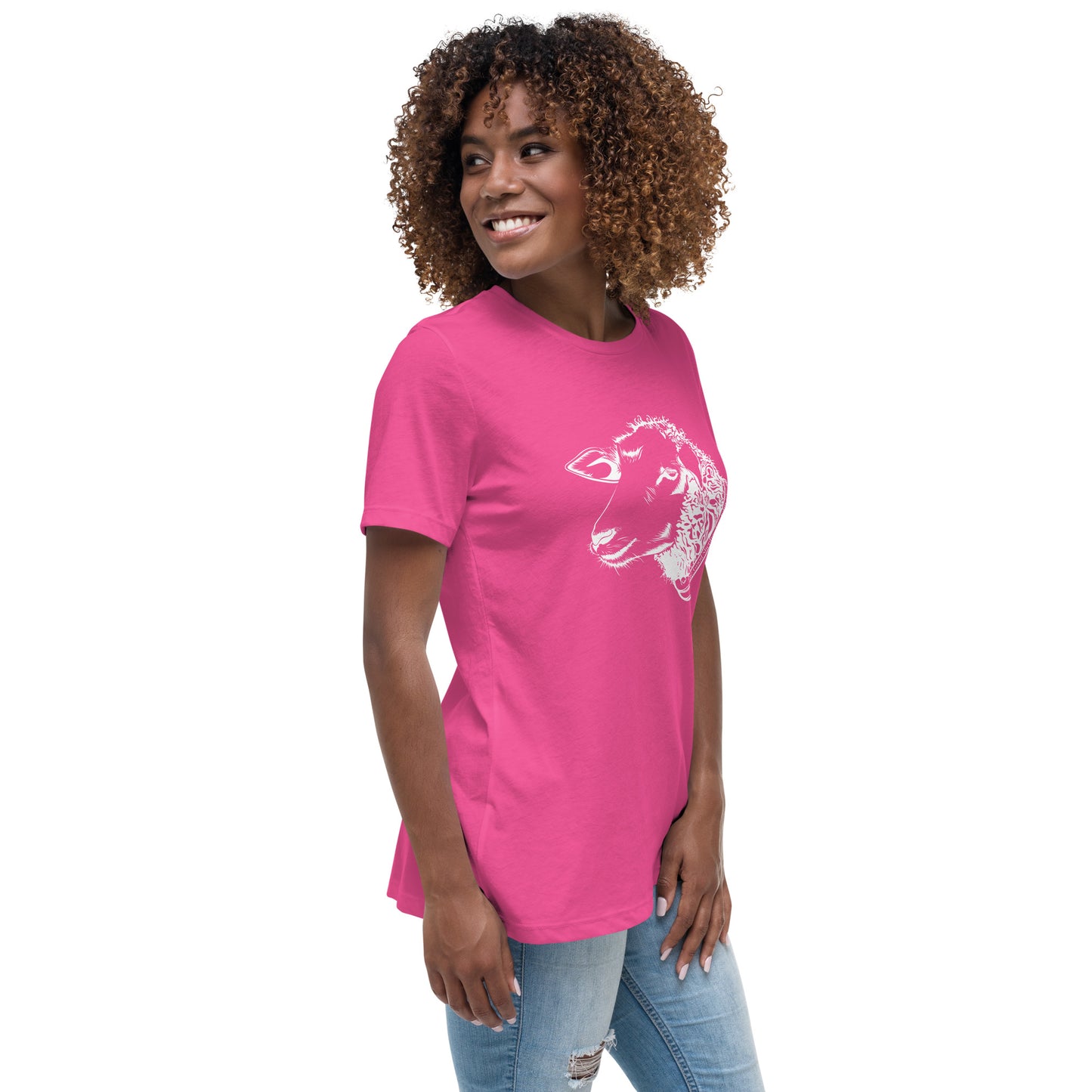 The Good Shepherd Women's Relaxed T-Shirt W/White Print