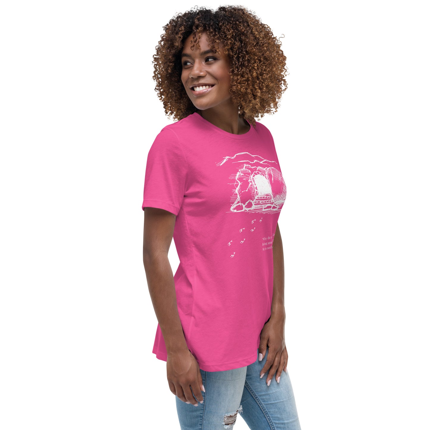 He Is Risen Women's Relaxed T-Shirt W/White Print