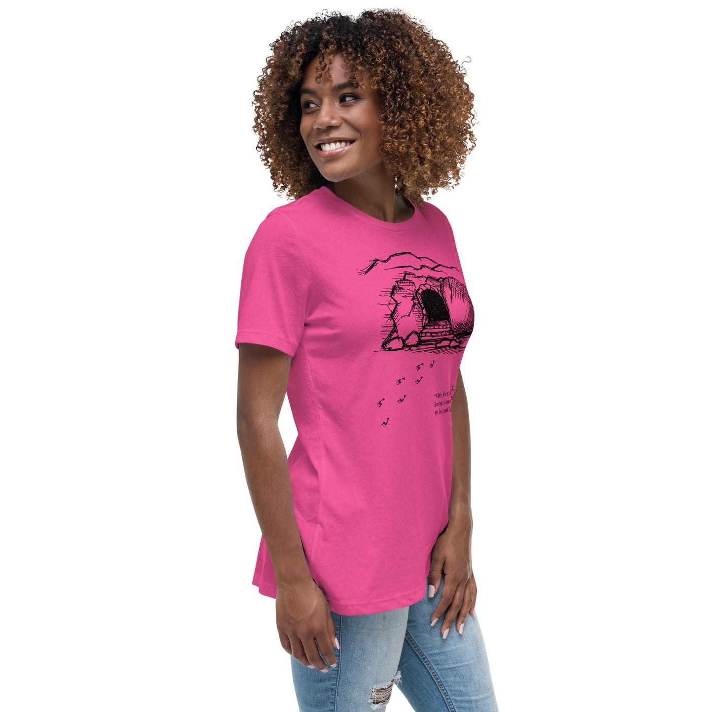 He Is Risen Women's Relaxed T-Shirt W/Black Print