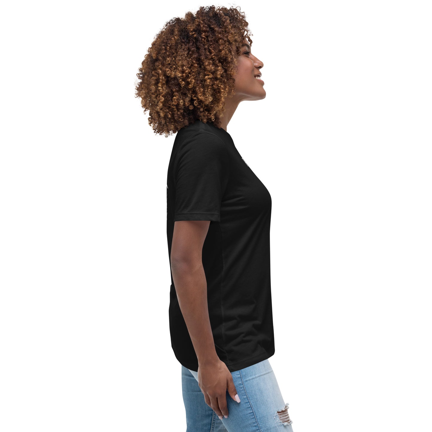 Romans 5:8 (He Still Loves You) Women's Relaxed T-Shirt W/ White Print