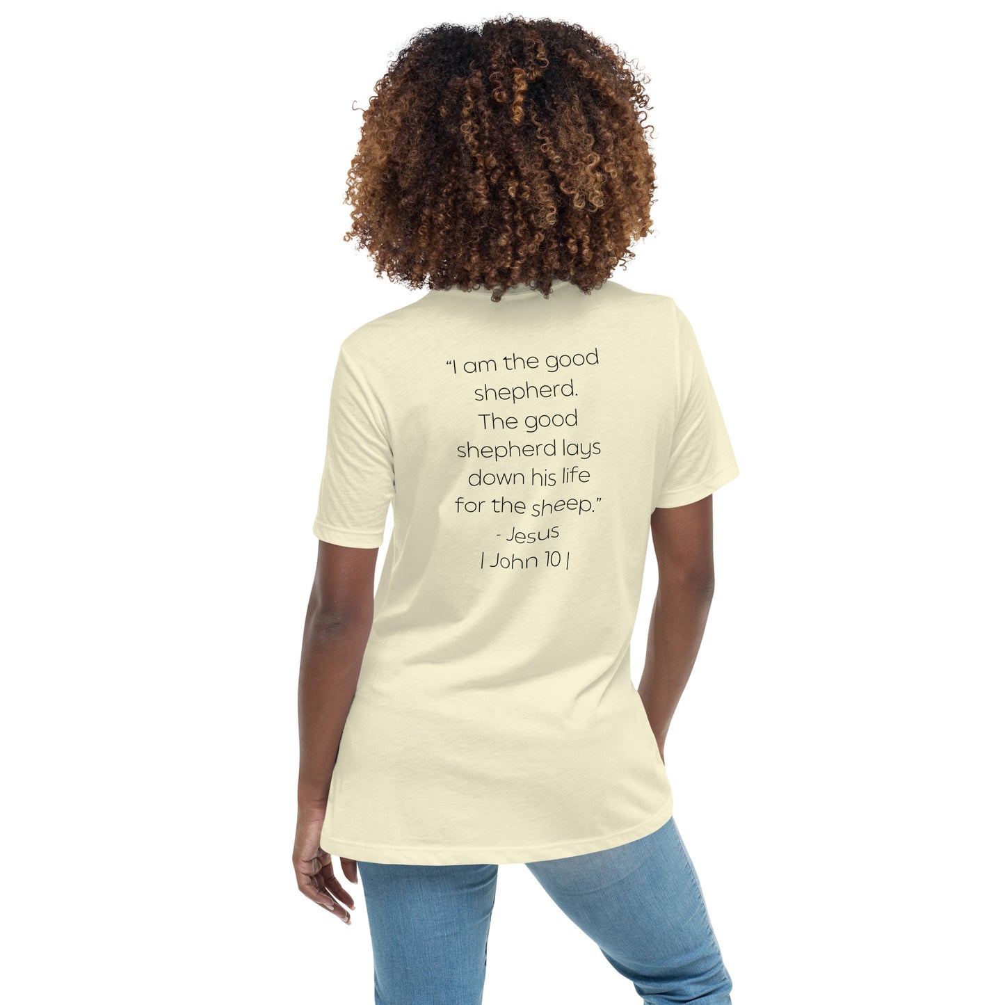 The Good Shepherd Women's Relaxed T-Shirt W/Black Print