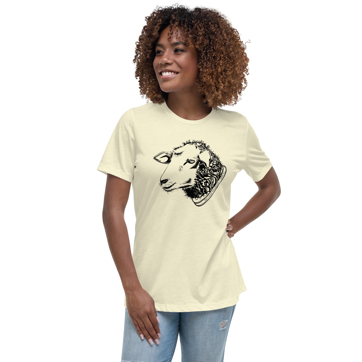 The Good Shepherd Women's Relaxed T-Shirt W/Black Print