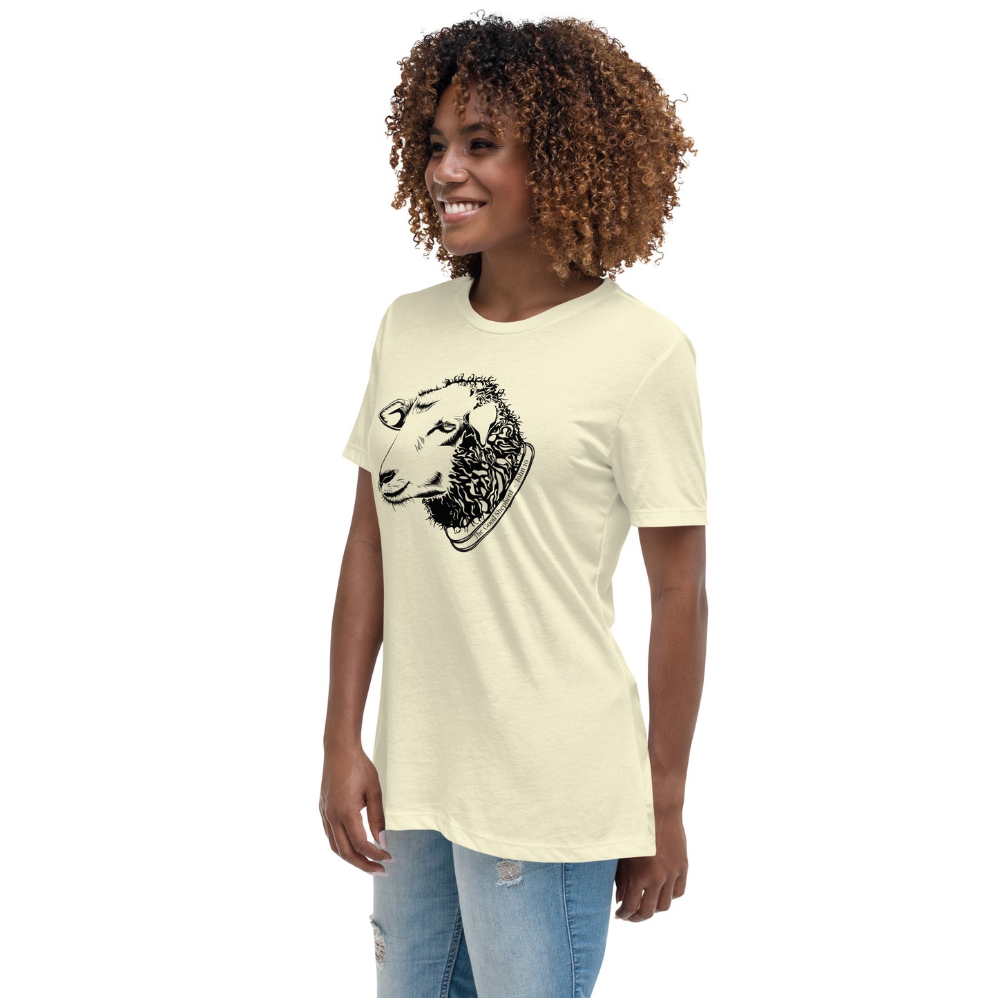The Good Shepherd Women's Relaxed T-Shirt W/Black Print
