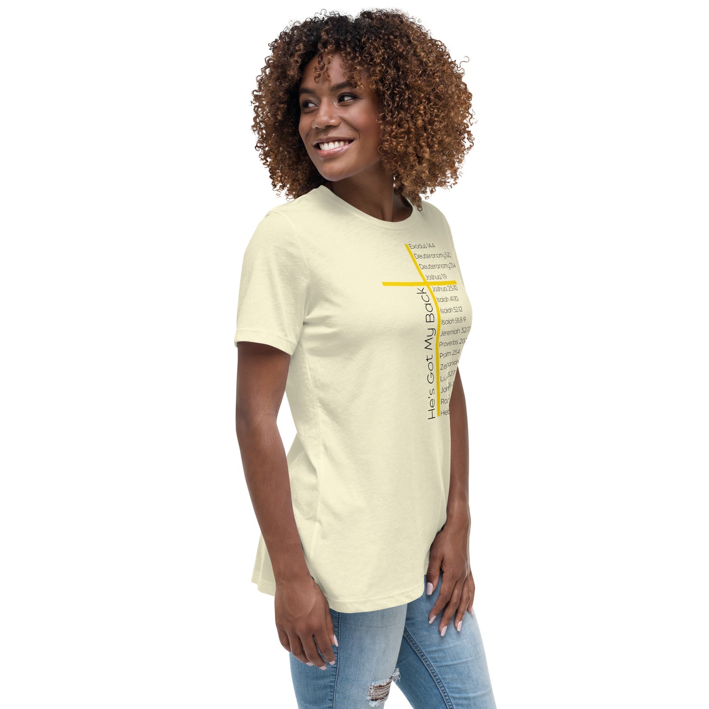 He's Got My Back Women's Relaxed T-Shirt W/Black Print