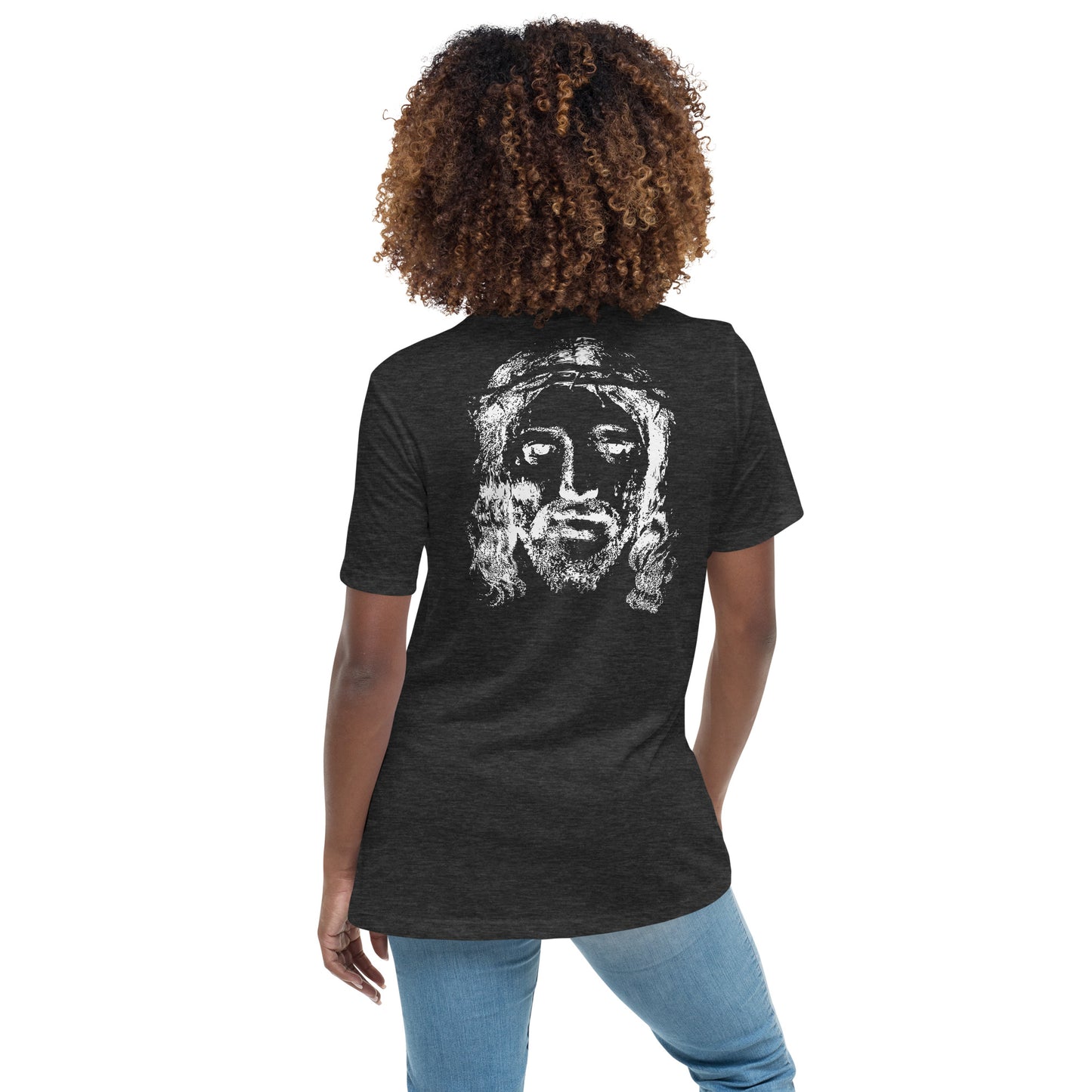 He's Got My Back Women's Relaxed T-Shirt W/White Print