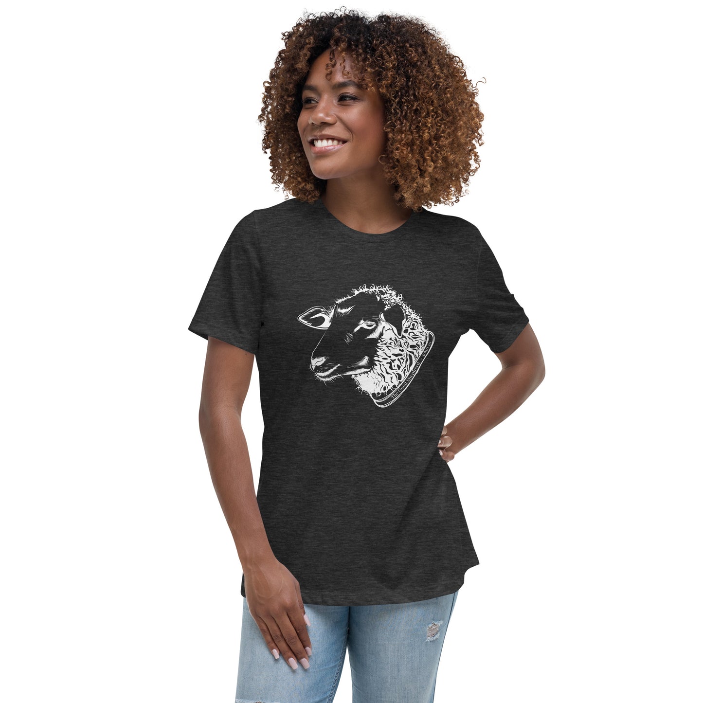 The Good Shepherd Women's Relaxed T-Shirt W/White Print