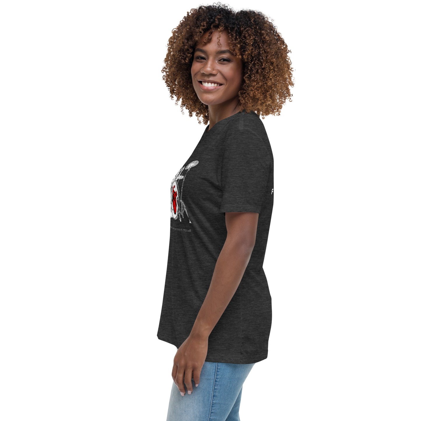 Heart Beats In Time Women's Relaxed T-Shirt W/White Print