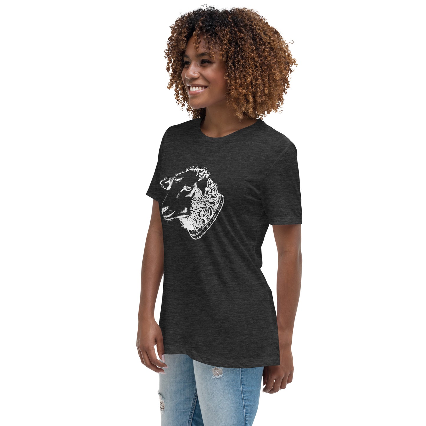 The Good Shepherd Women's Relaxed T-Shirt W/White Print