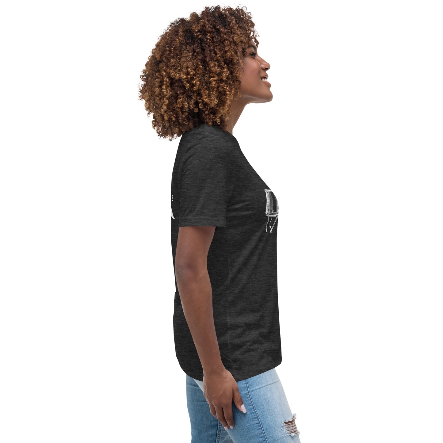 Heart Beats In Time Women's Relaxed T-Shirt W/White Print