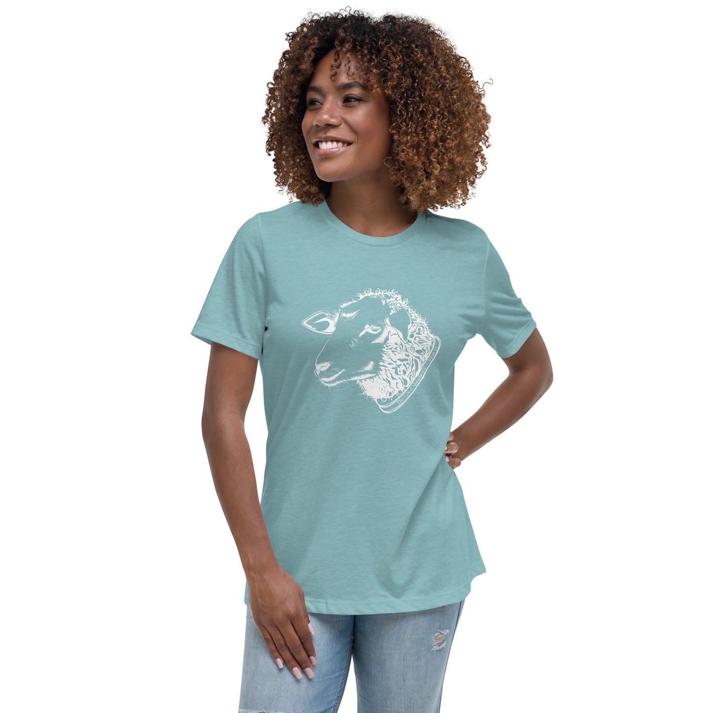 The Good Shepherd Women's Relaxed T-Shirt W/White Print