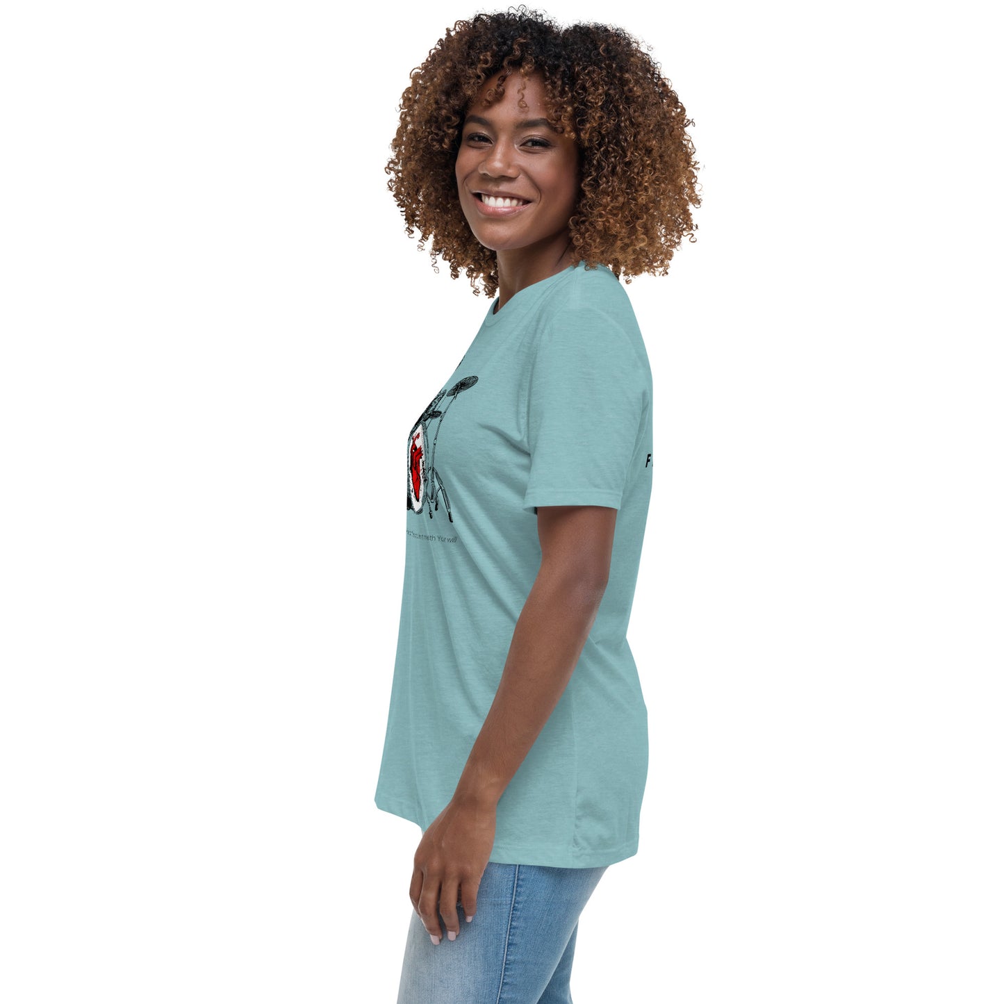 Heart Beats In Time Women's Relaxed T-Shirt W/Black Print