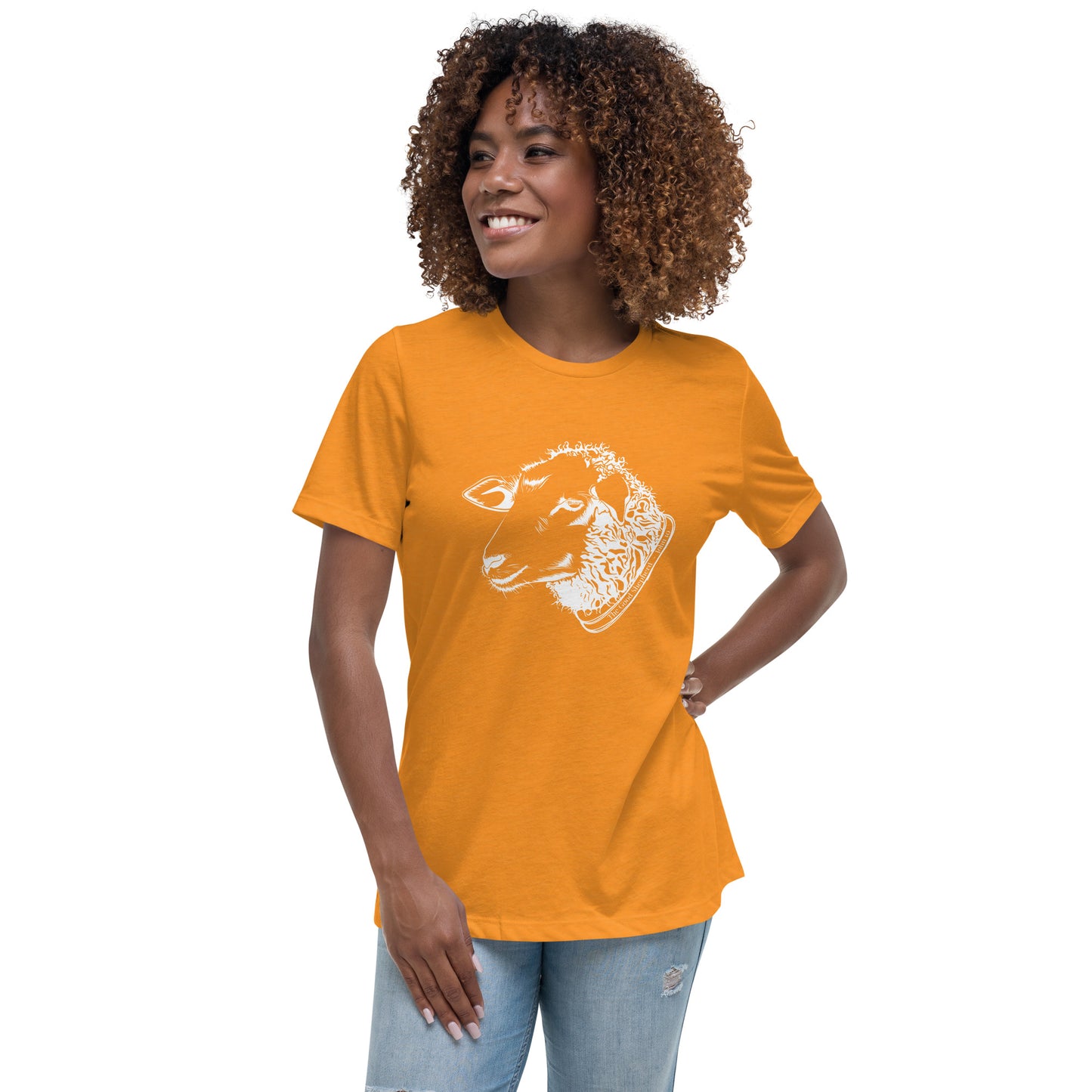 The Good Shepherd Women's Relaxed T-Shirt W/White Print