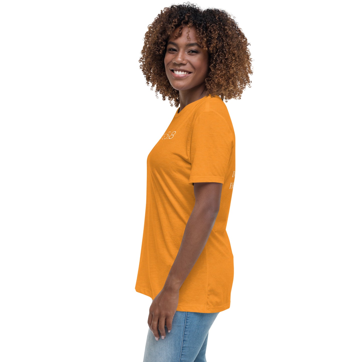 Romans 5:8 (He Still Loves You) Women's Relaxed T-Shirt W/ White Print