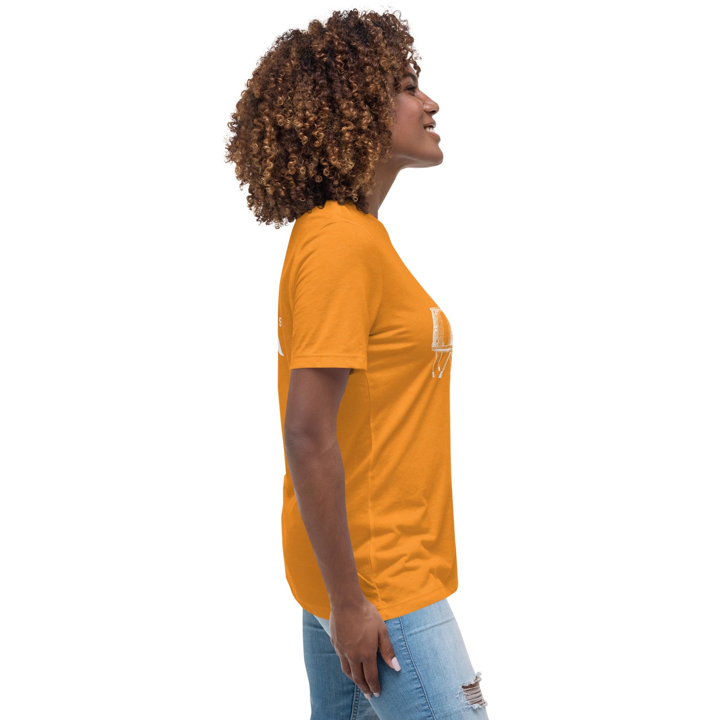 Heart Beats In Time Women's Relaxed T-Shirt W/White Print