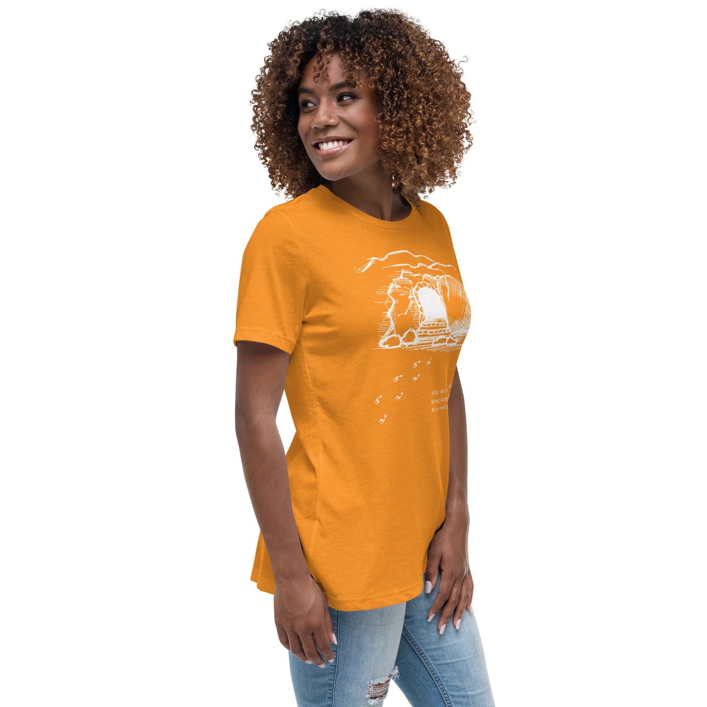 He Is Risen Women's Relaxed T-Shirt W/White Print