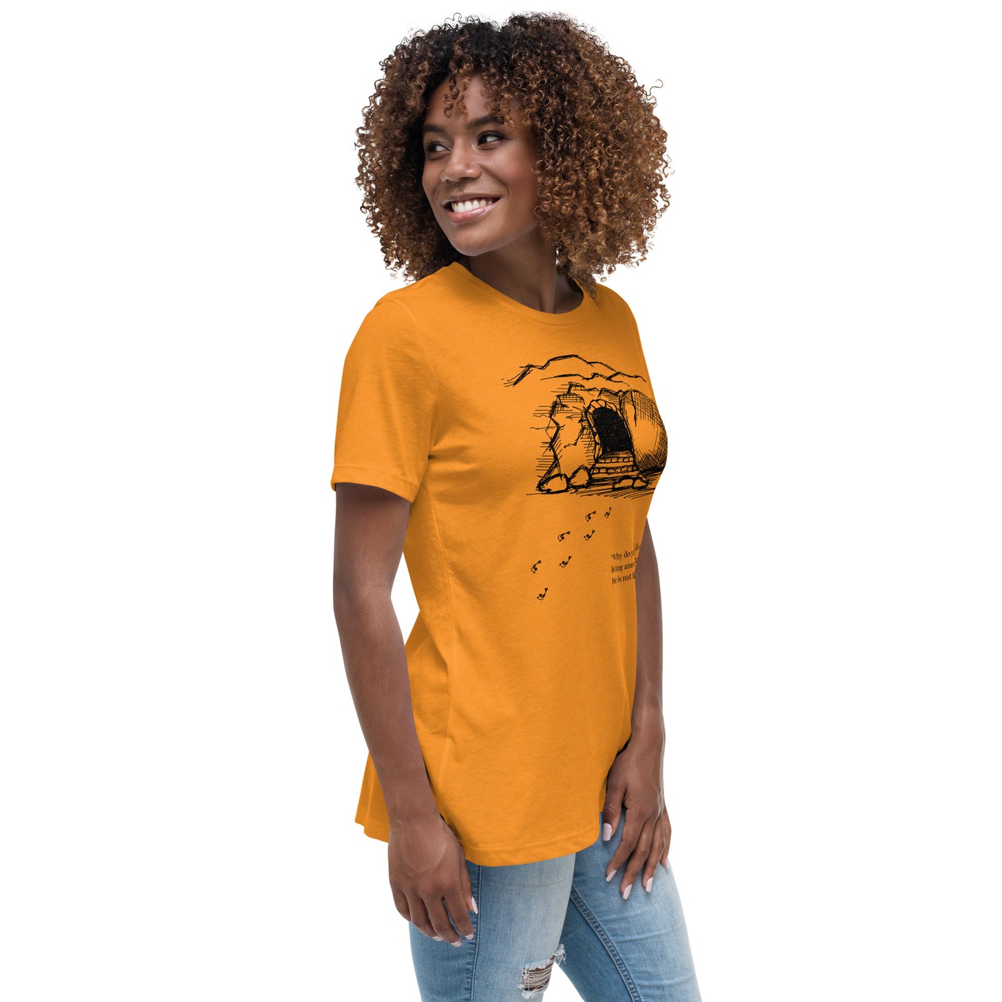 He Is Risen Women's Relaxed T-Shirt W/Black Print