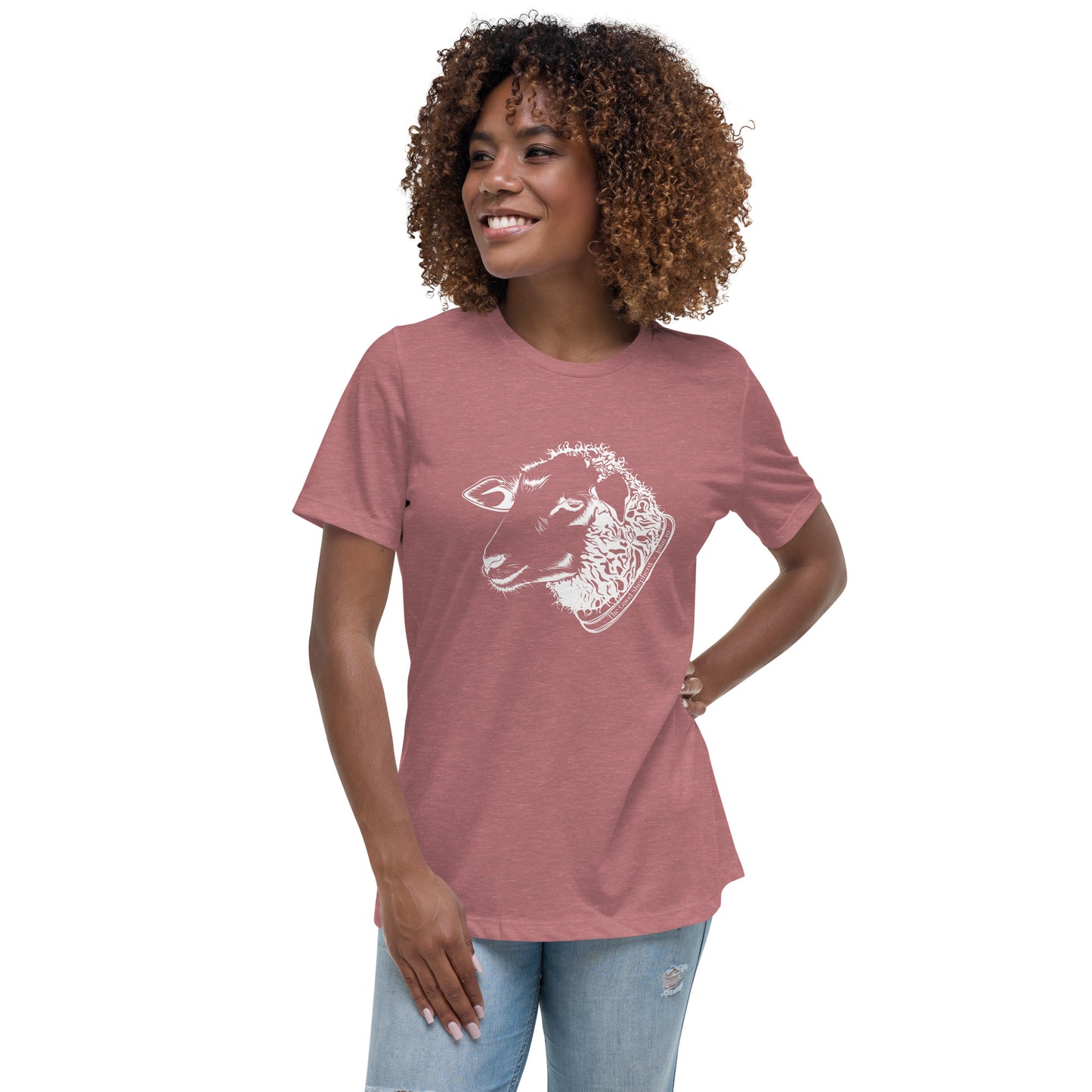 The Good Shepherd Women's Relaxed T-Shirt W/White Print