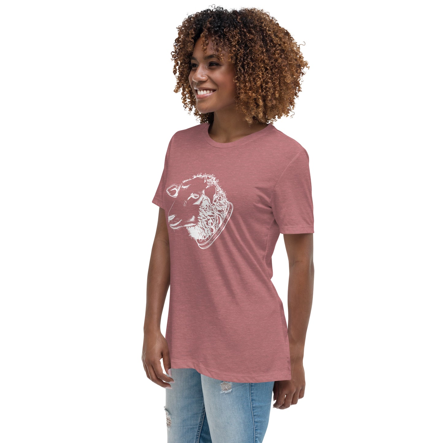 The Good Shepherd Women's Relaxed T-Shirt W/White Print