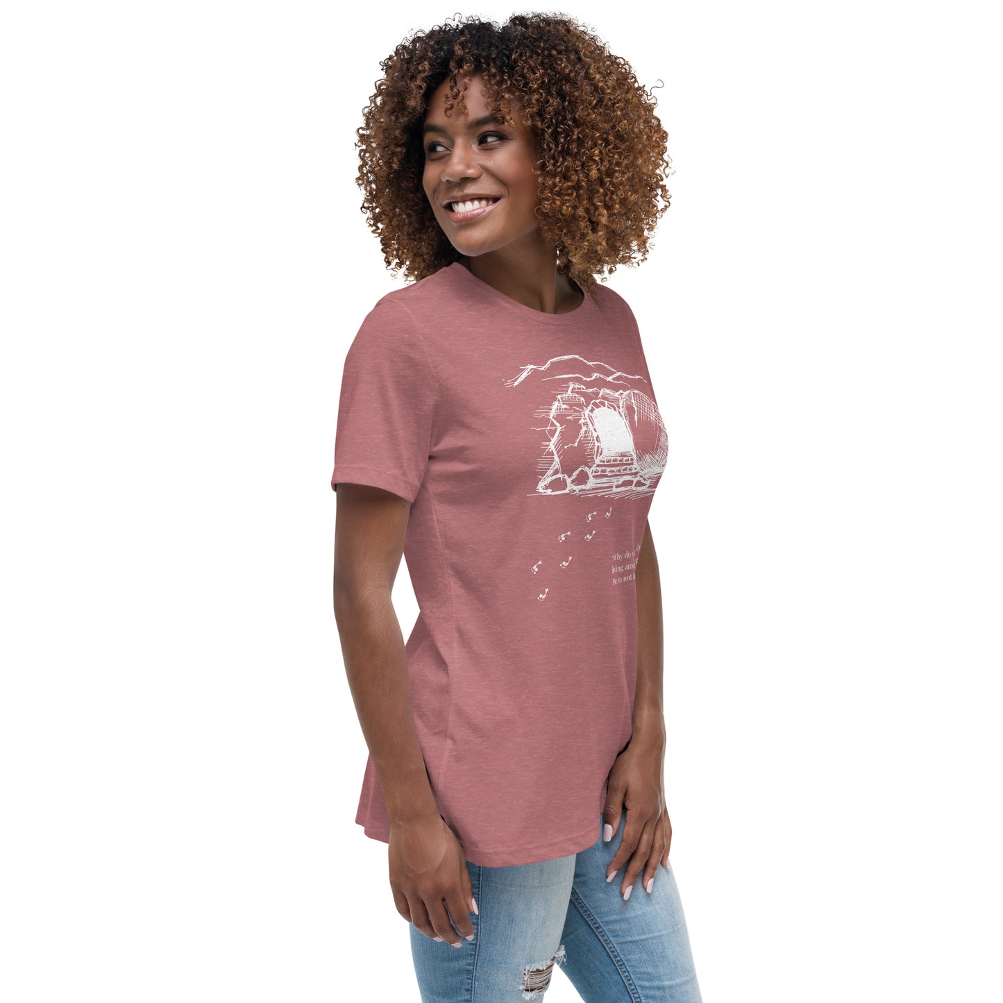 He Is Risen Women's Relaxed T-Shirt W/White Print