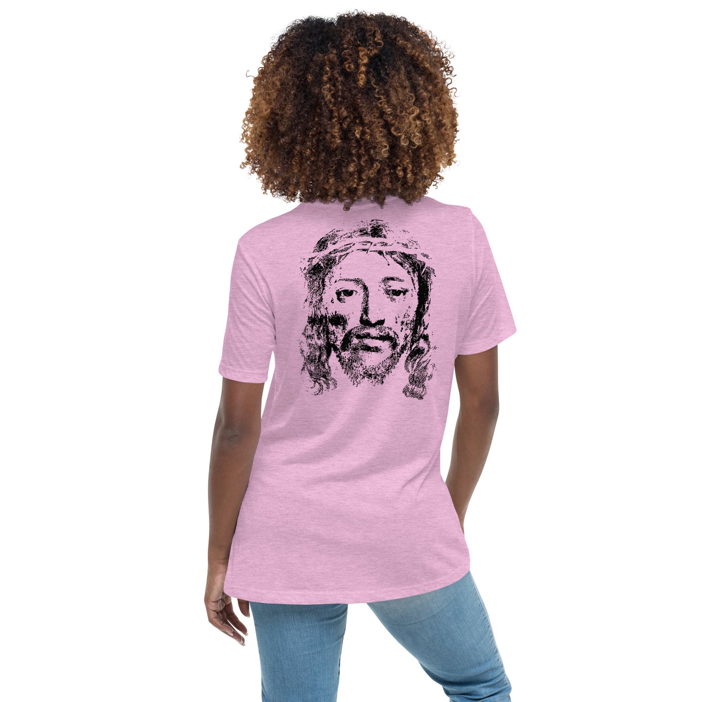 He's Got My Back Women's Relaxed T-Shirt W/Black Print
