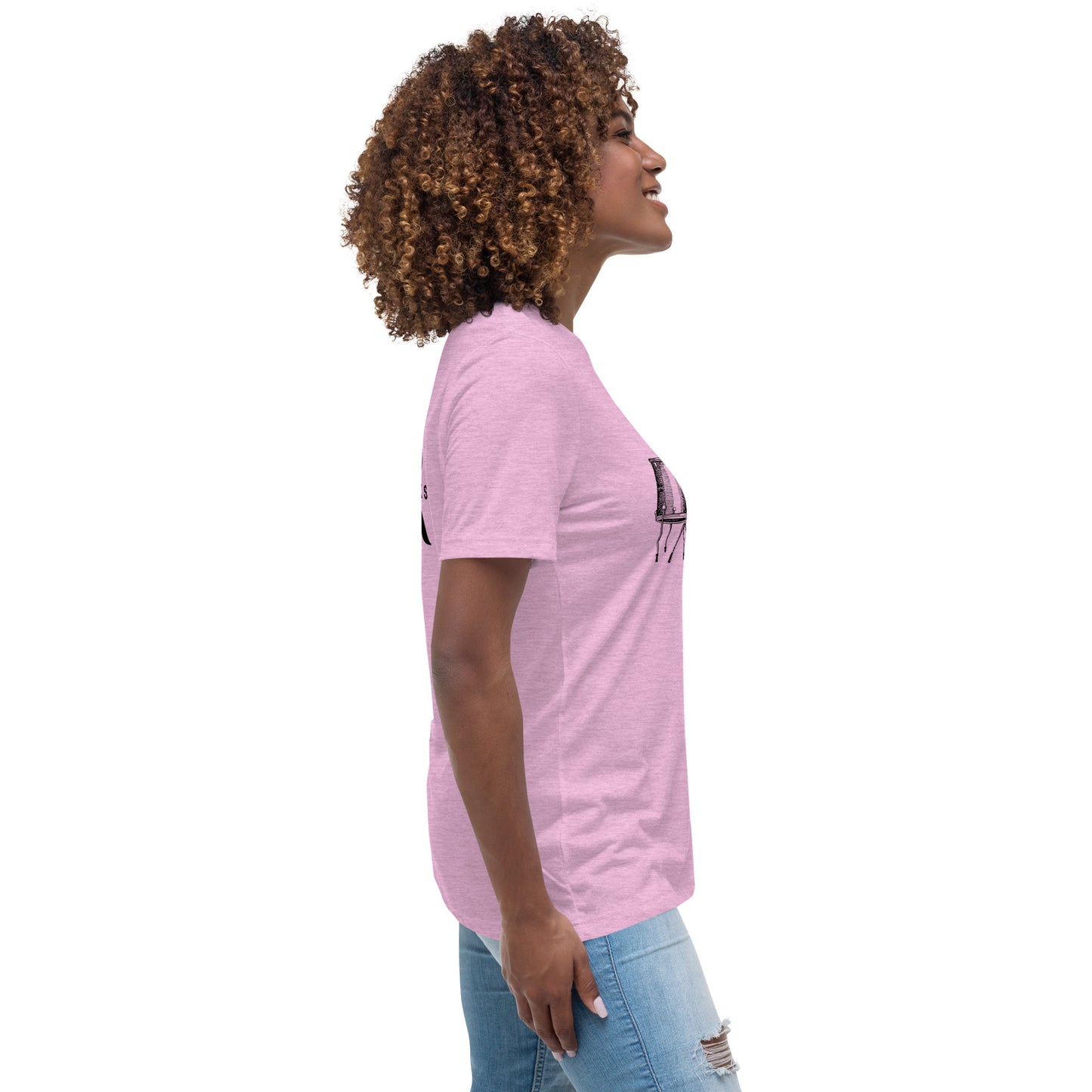 Heart Beats In Time Women's Relaxed T-Shirt W/Black Print