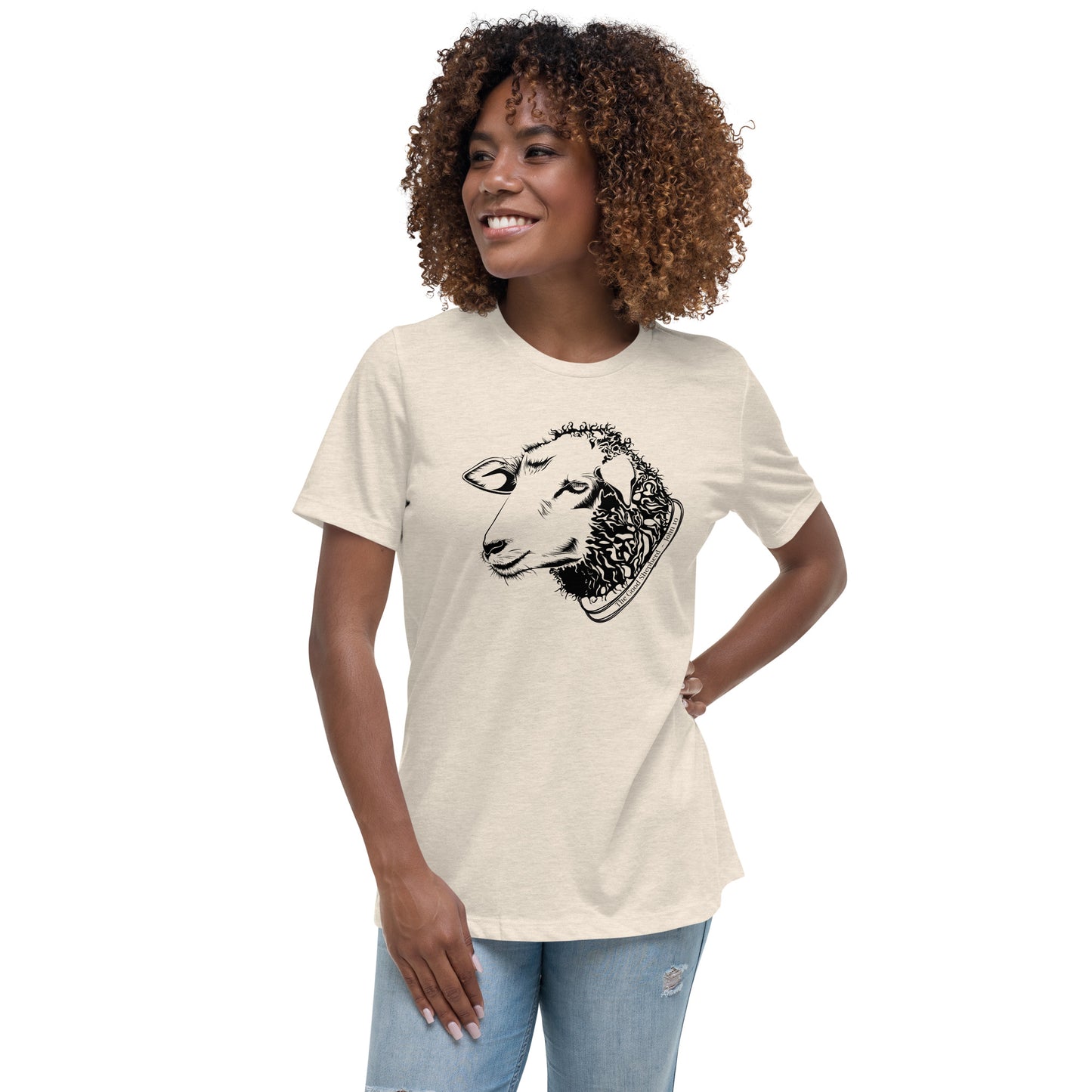The Good Shepherd Women's Relaxed T-Shirt W/Black Print
