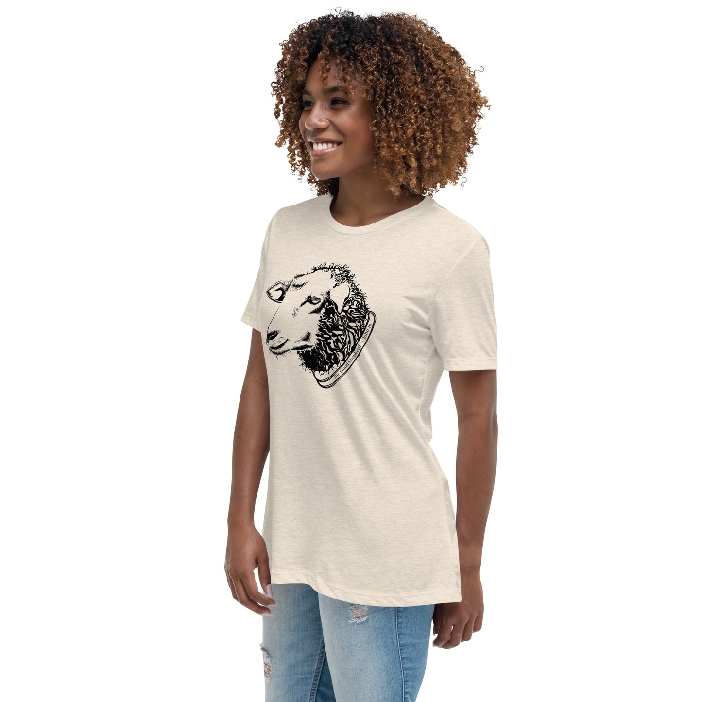 The Good Shepherd Women's Relaxed T-Shirt W/Black Print