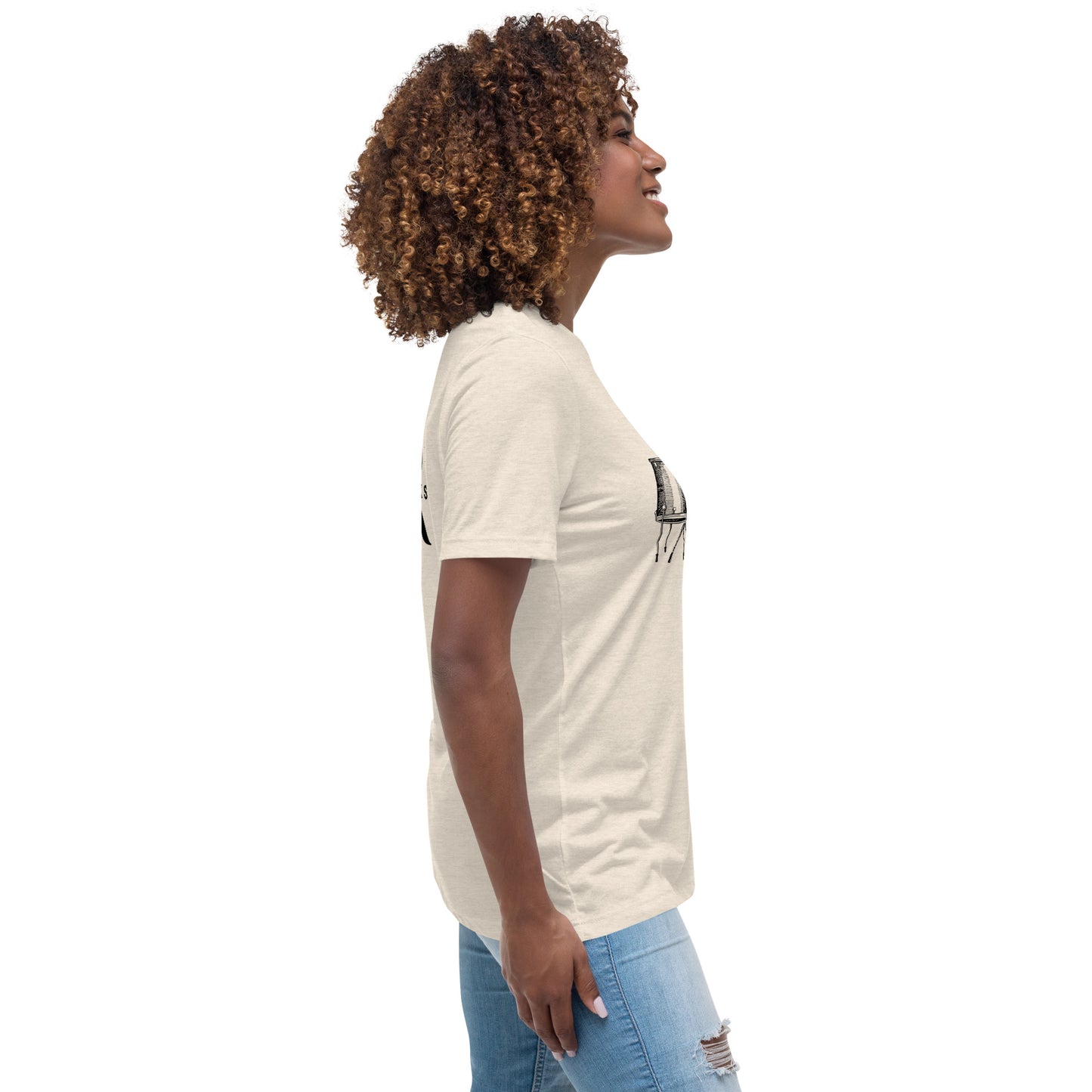 Heart Beats In Time Women's Relaxed T-Shirt W/Black Print
