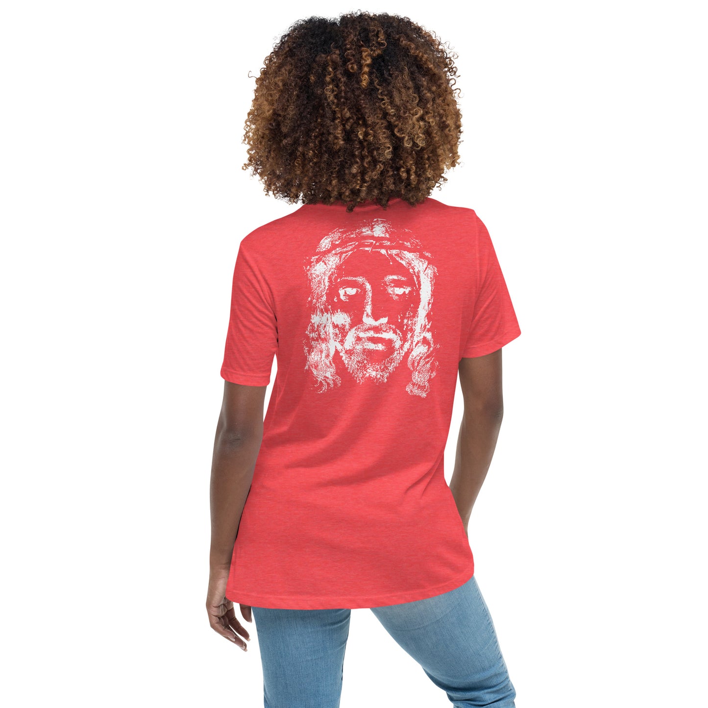 He's Got My Back Women's Relaxed T-Shirt W/White Print