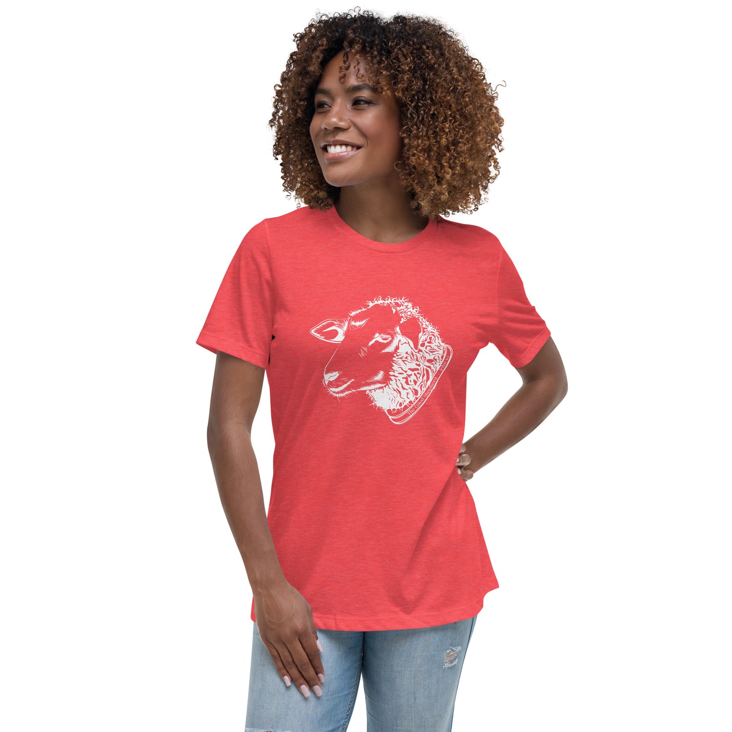 The Good Shepherd Women's Relaxed T-Shirt W/White Print
