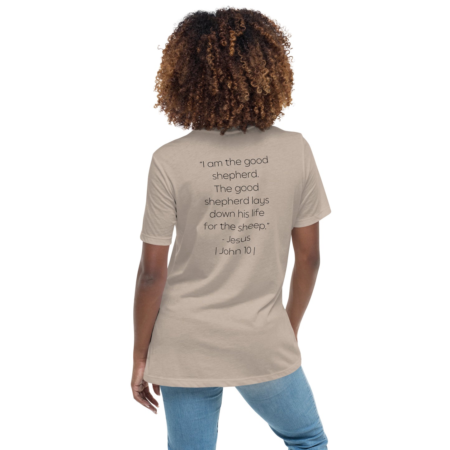 The Good Shepherd Women's Relaxed T-Shirt W/Black Print