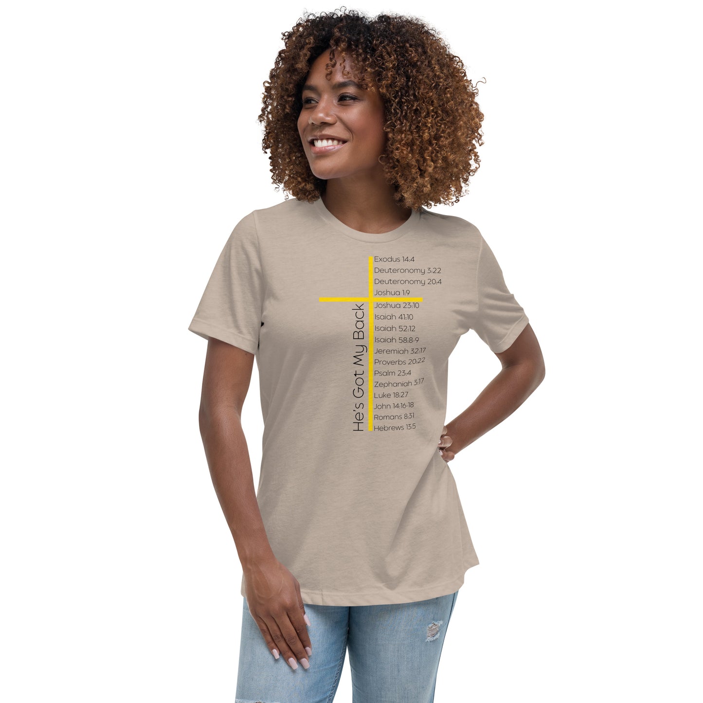 He's Got My Back Women's Relaxed T-Shirt W/Black Print