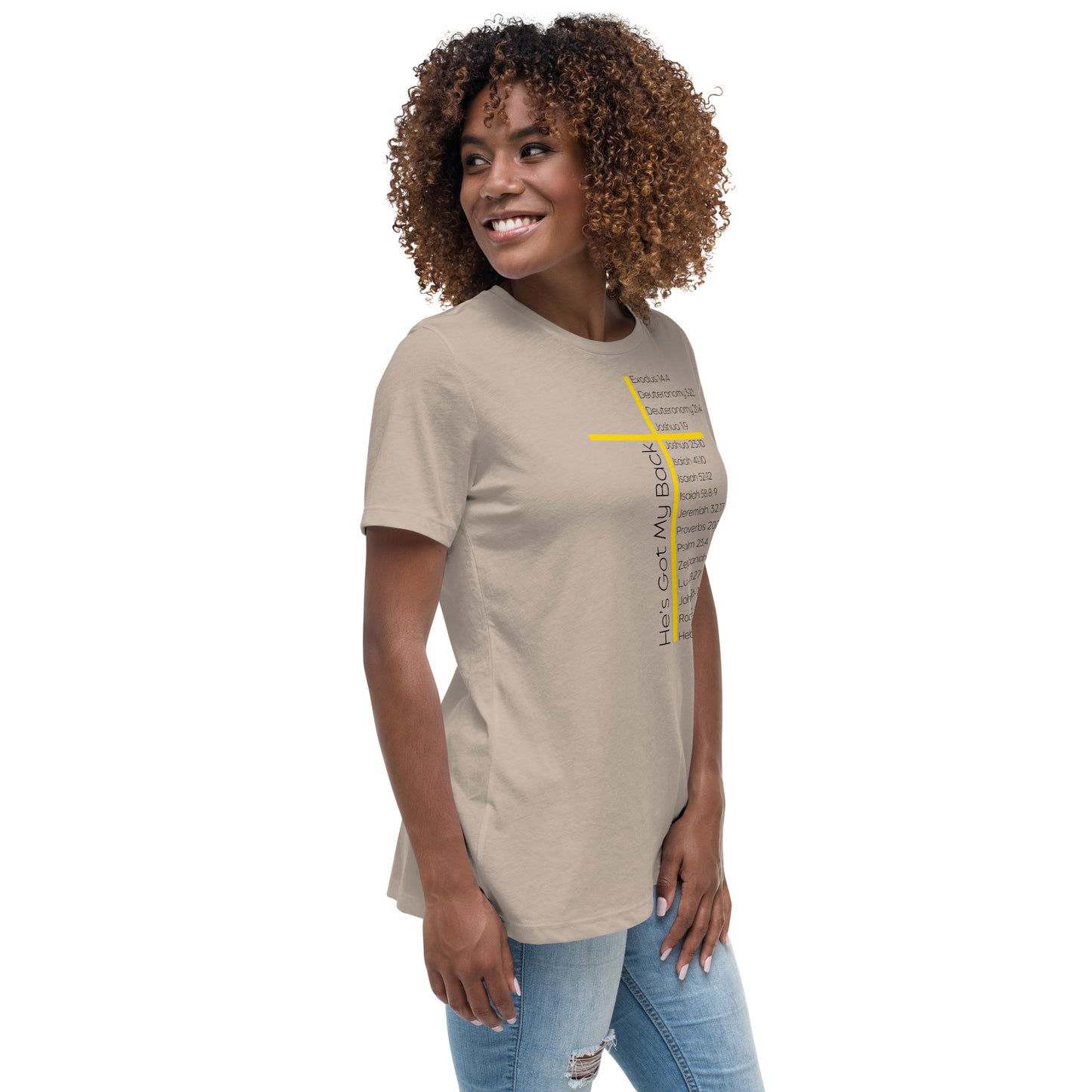 He's Got My Back Women's Relaxed T-Shirt W/Black Print