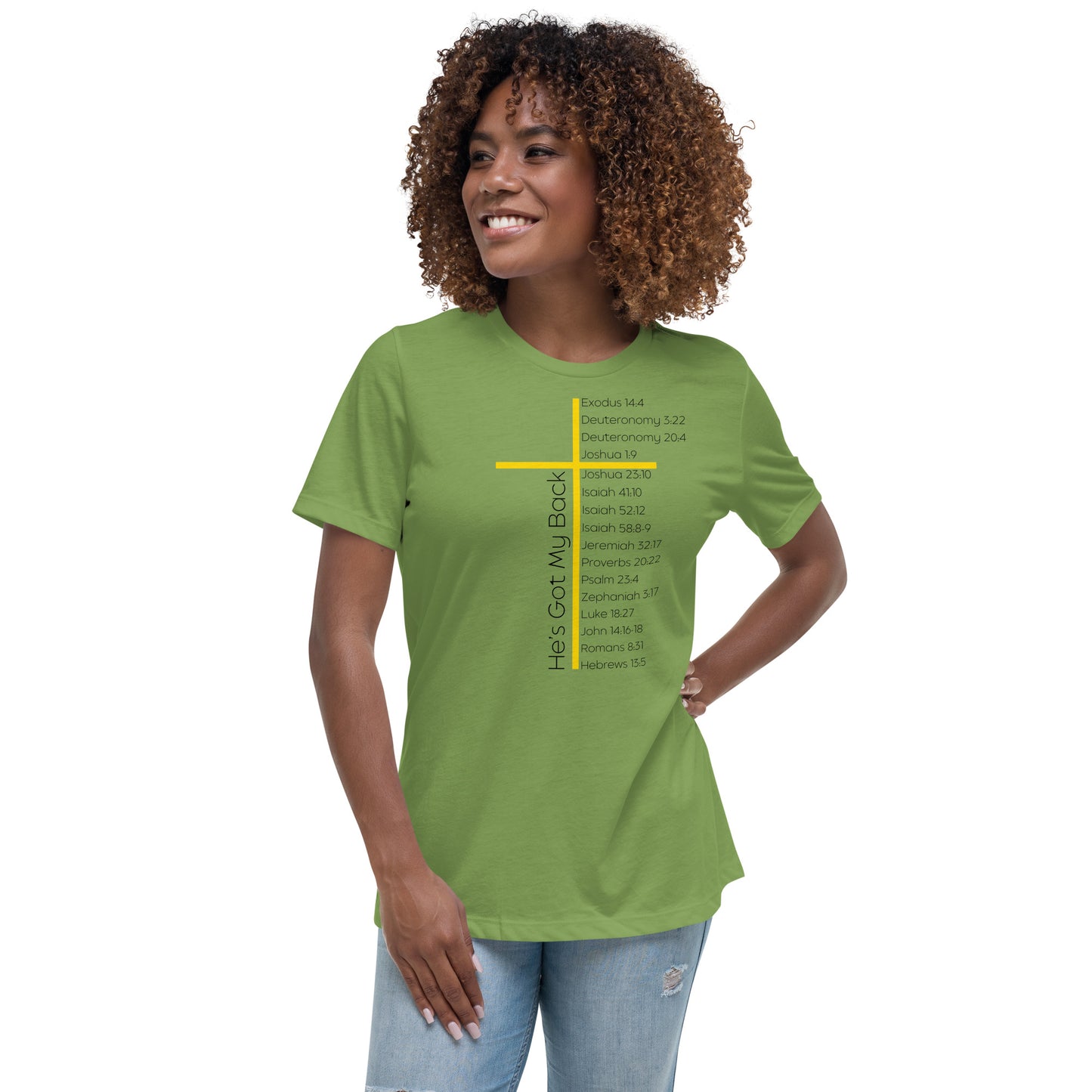 He's Got My Back Women's Relaxed T-Shirt W/Black Print