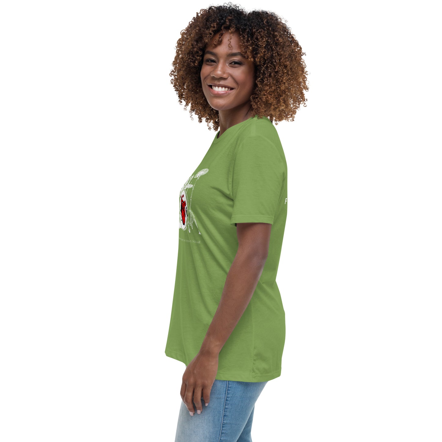 Heart Beats In Time Women's Relaxed T-Shirt W/White Print