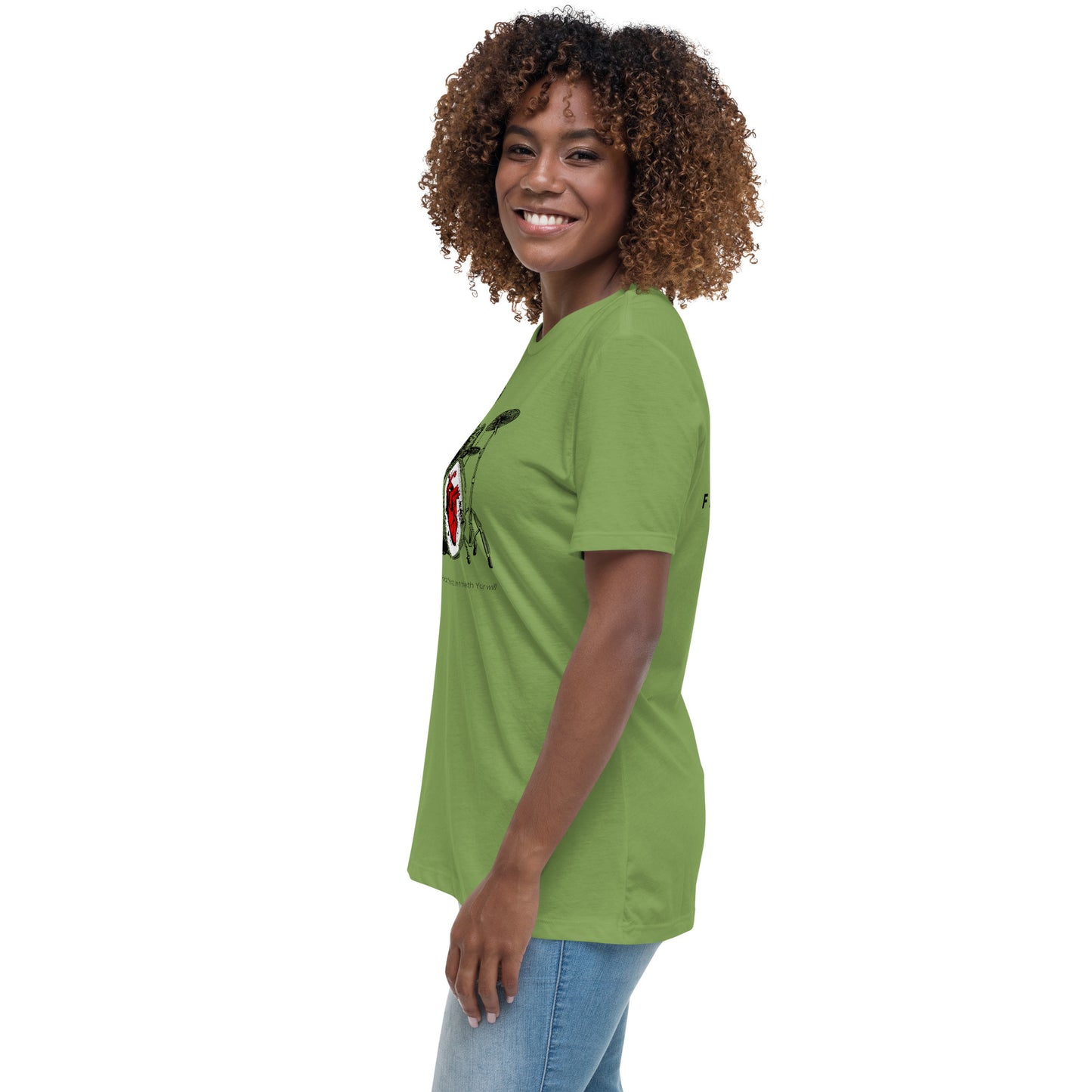 Heart Beats In Time Women's Relaxed T-Shirt W/Black Print