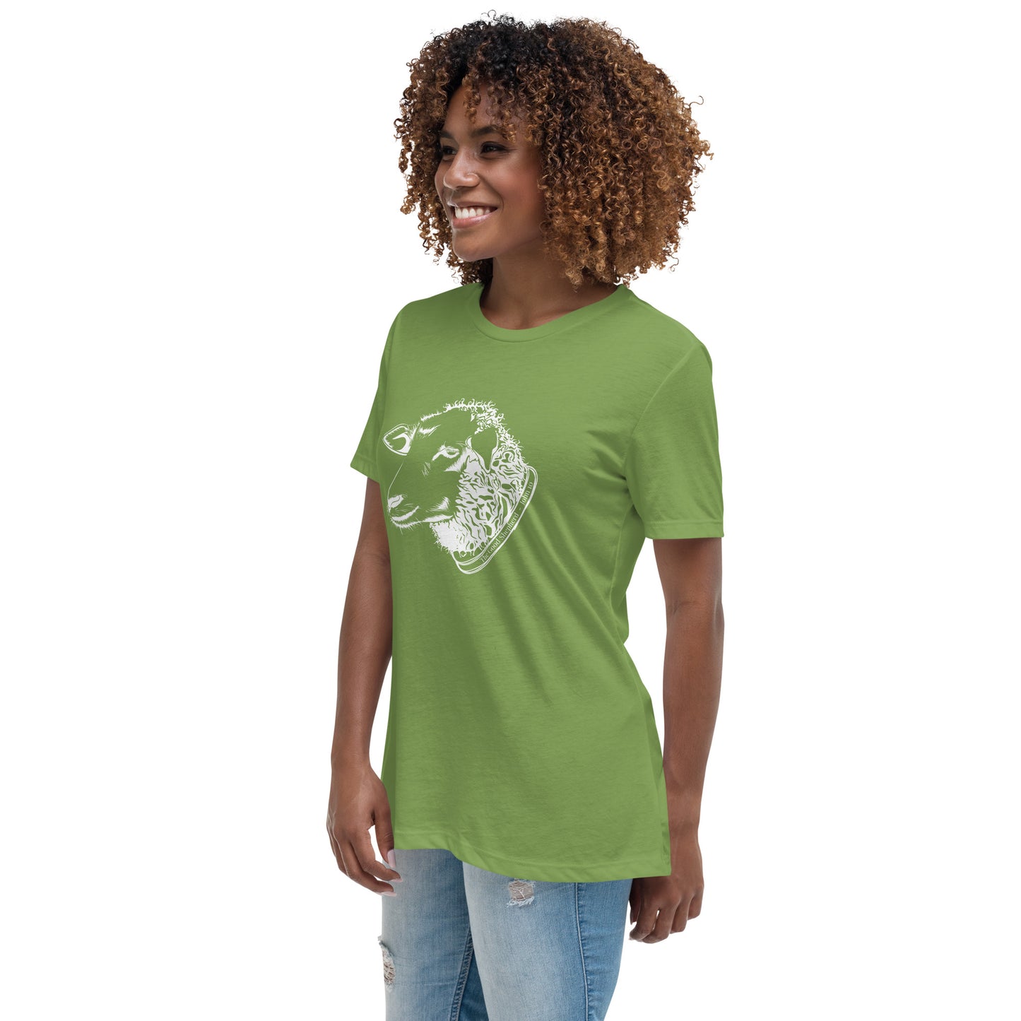 The Good Shepherd Women's Relaxed T-Shirt W/White Print