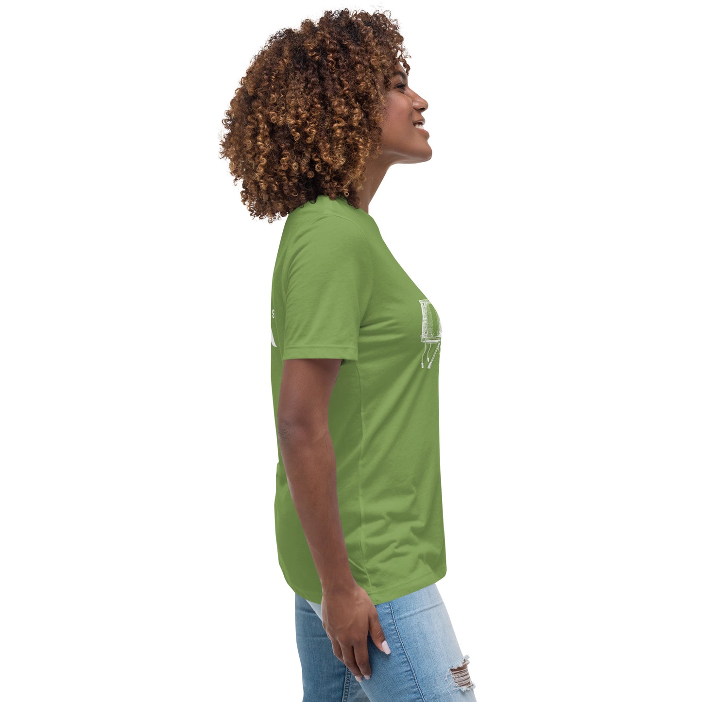Heart Beats In Time Women's Relaxed T-Shirt W/White Print