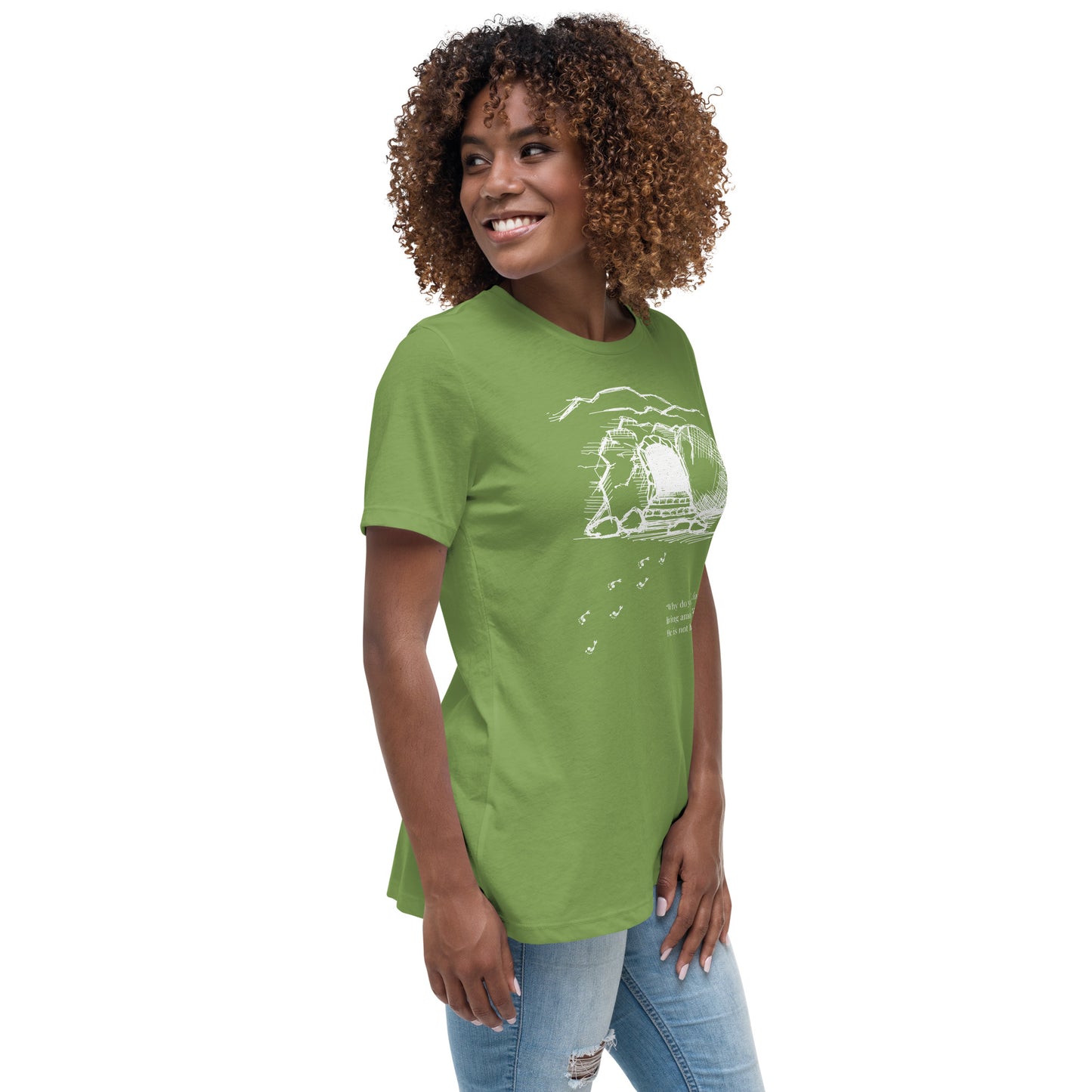 He Is Risen Women's Relaxed T-Shirt W/White Print